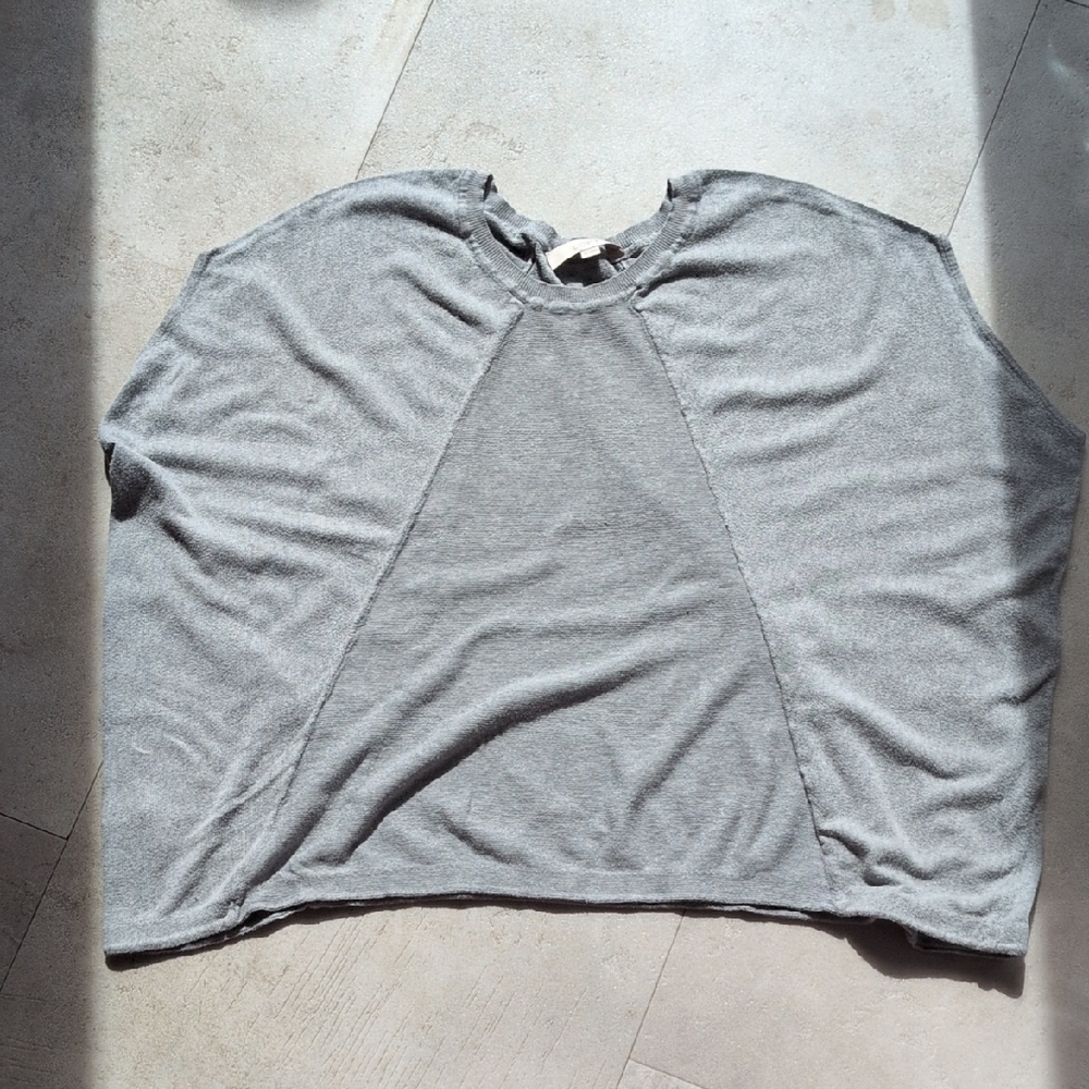 LOFT Gray Draped Short Sleeve Tunic